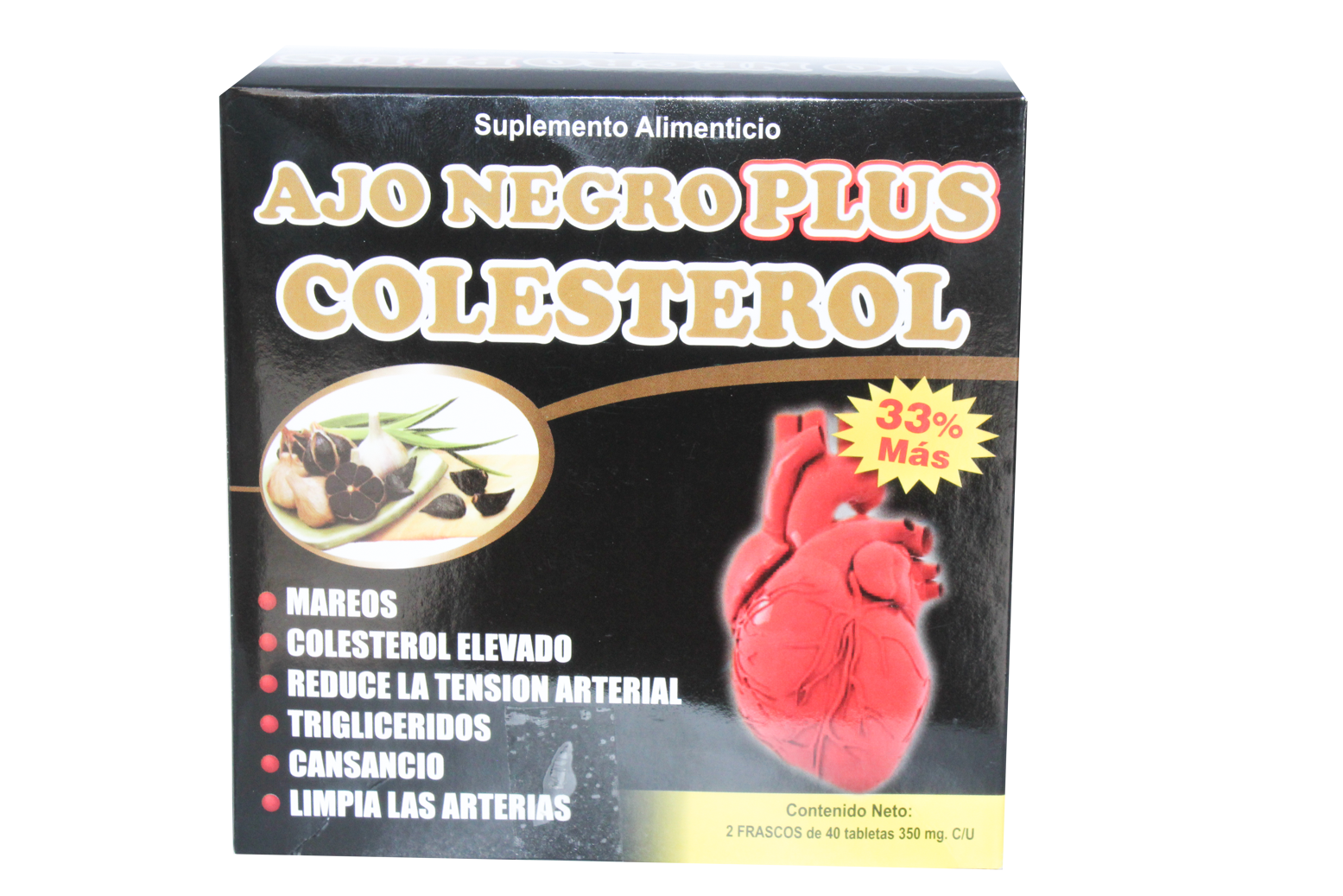 ajo negro plus colesterol 40 tabletas 350 mg