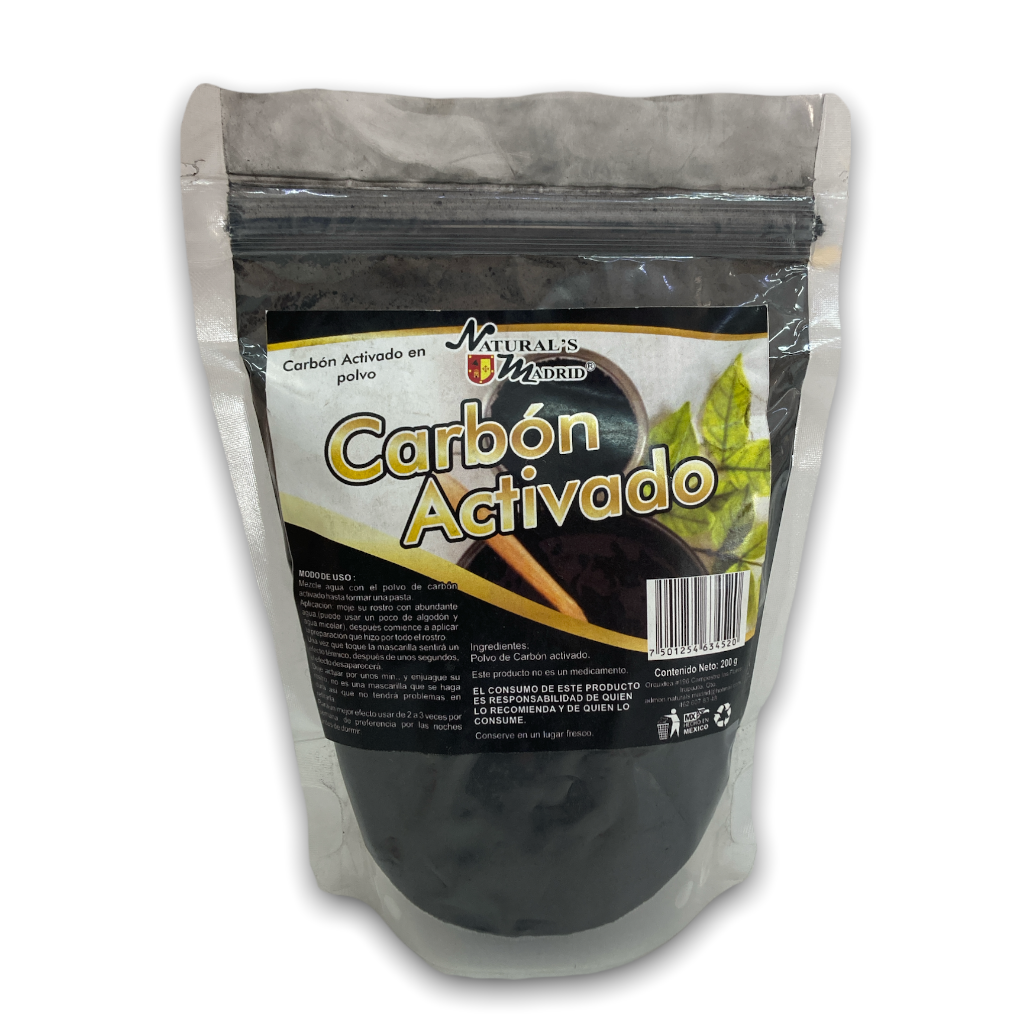 POLVO CARBON ACTIVADO C/200 GRS NATURALS MADRID