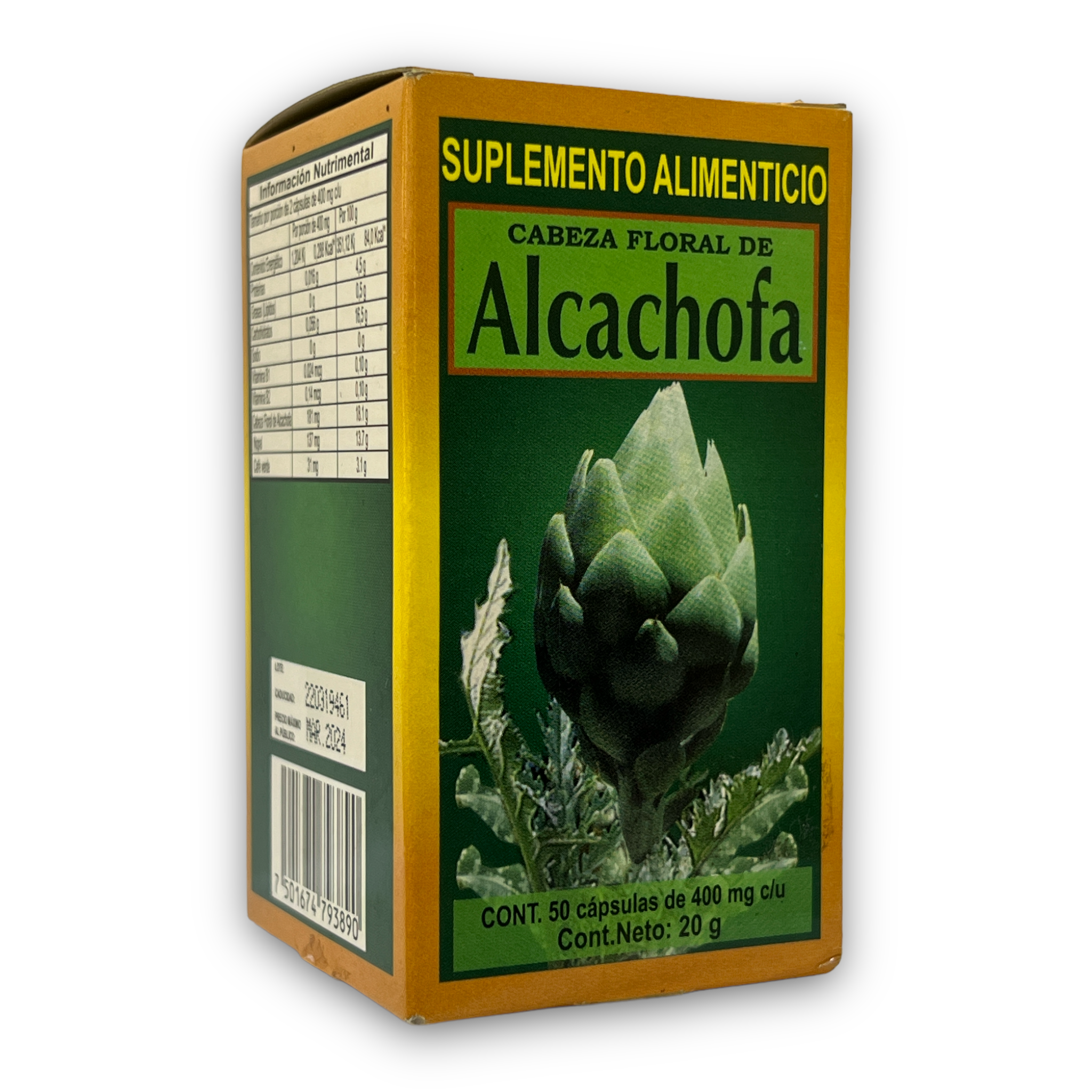 suplemento alimenticio alcachofa 50 cápsulas 400 mg azteca